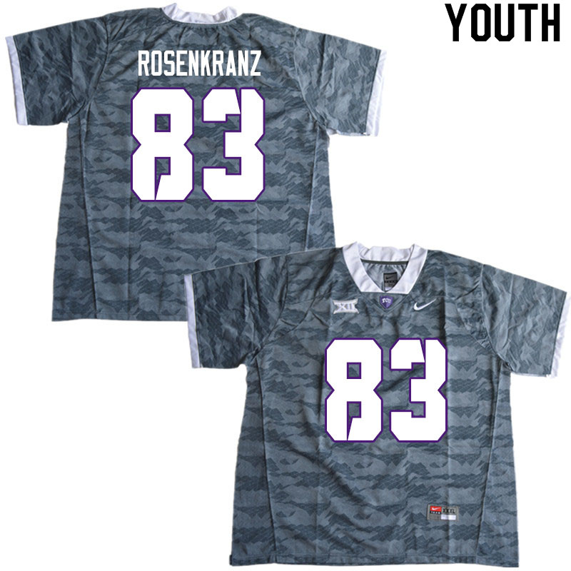 Youth #83 Cade Rosenkranz TCU Horned Frogs College Football Jerseys Sale-Gray - Click Image to Close